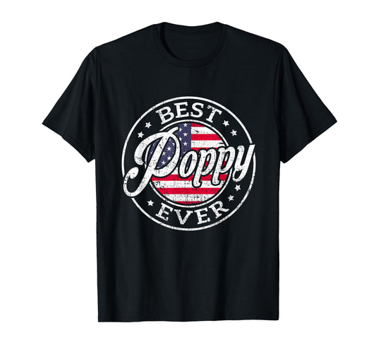 Best Poppy Ever USA Flag Fathers Day Family T-Shirt