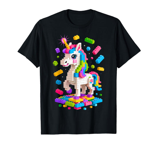 Unicorn Lover Master Builder Building Bricks Blocks Toy Kids T-Shirt