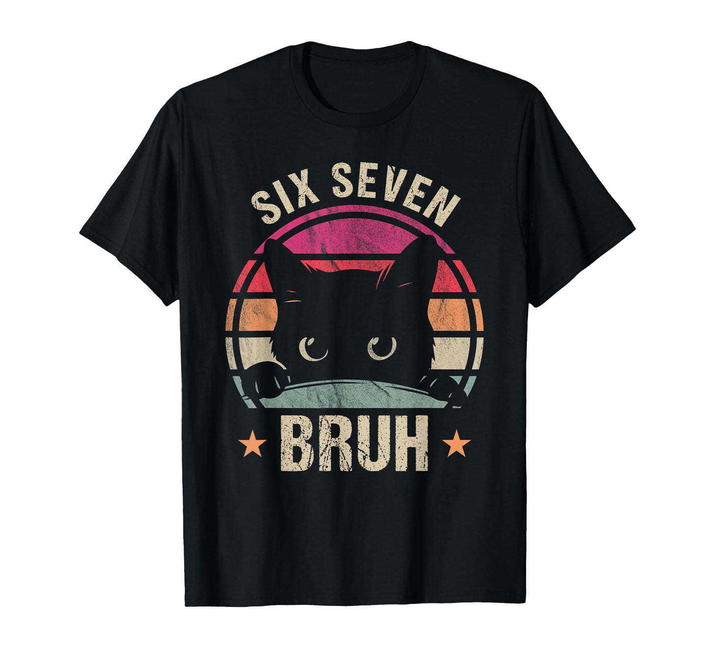 67 Bruh Black Cat Meme Six Seven 6 7 Kids Boys Men Women T-Shirt