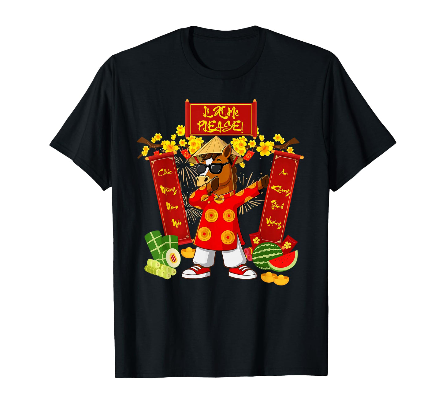 Li Xi Me Please Happy TET 2026 Horse Vietnamese Ao Dai Boy T-Shirt