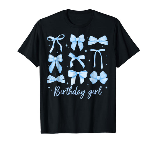 Birthday Girl Coquette Funny Birthday Girl Blue Coquette Bow T-Shirt