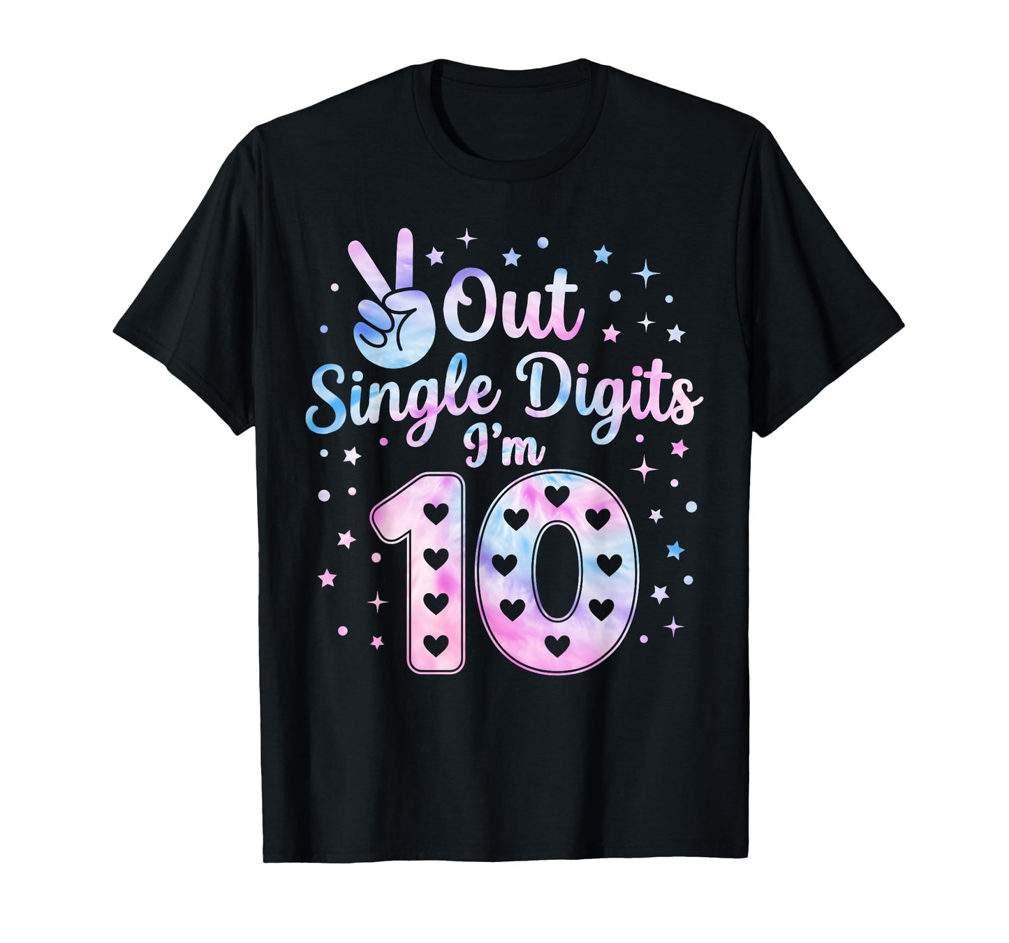 Cute Tie dye I'm 10 Double Digits 10th Birthday Girls T-Shirt
