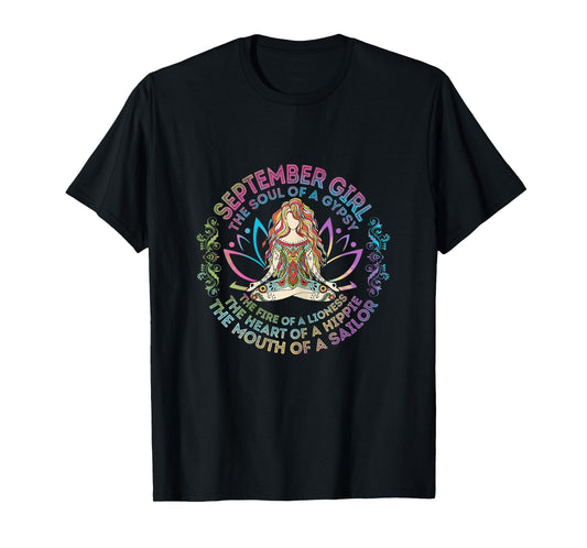 Womens September Girl The Soul Of A Gypsy Birthday Hippie Soul T-Shirt