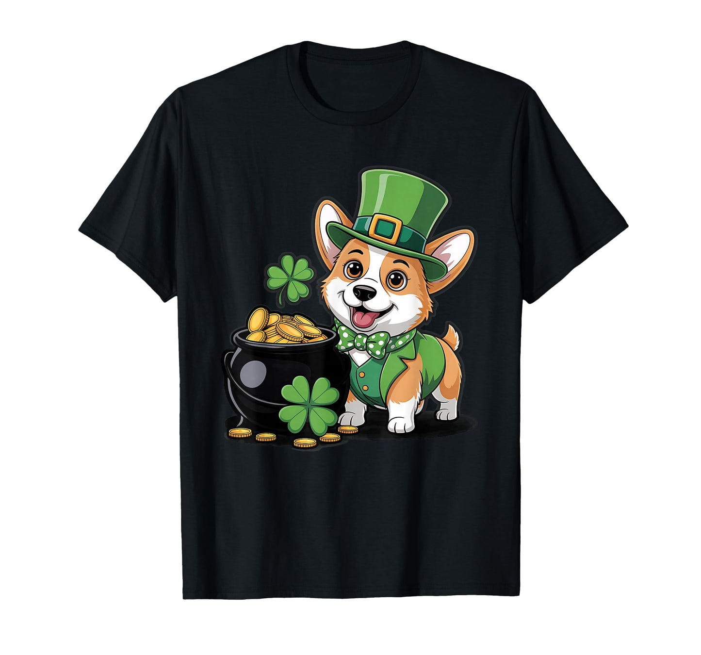 Cute Corgi Dog Shamrock Women Men Kids St Patrick's Day T-Shirt