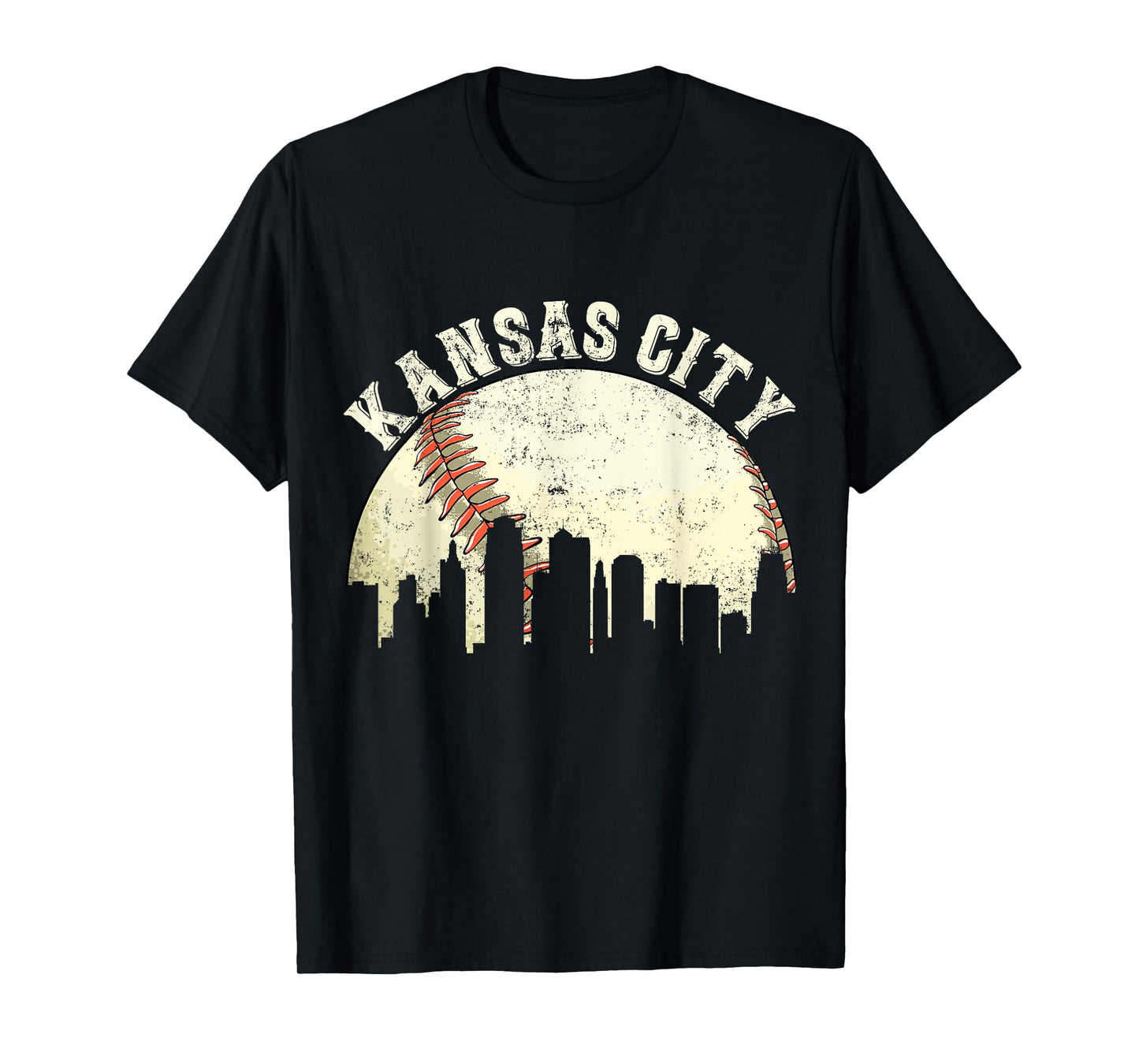 Vintage Kansas City Cityscape Baseball Lover Men Women Kids T-Shirt