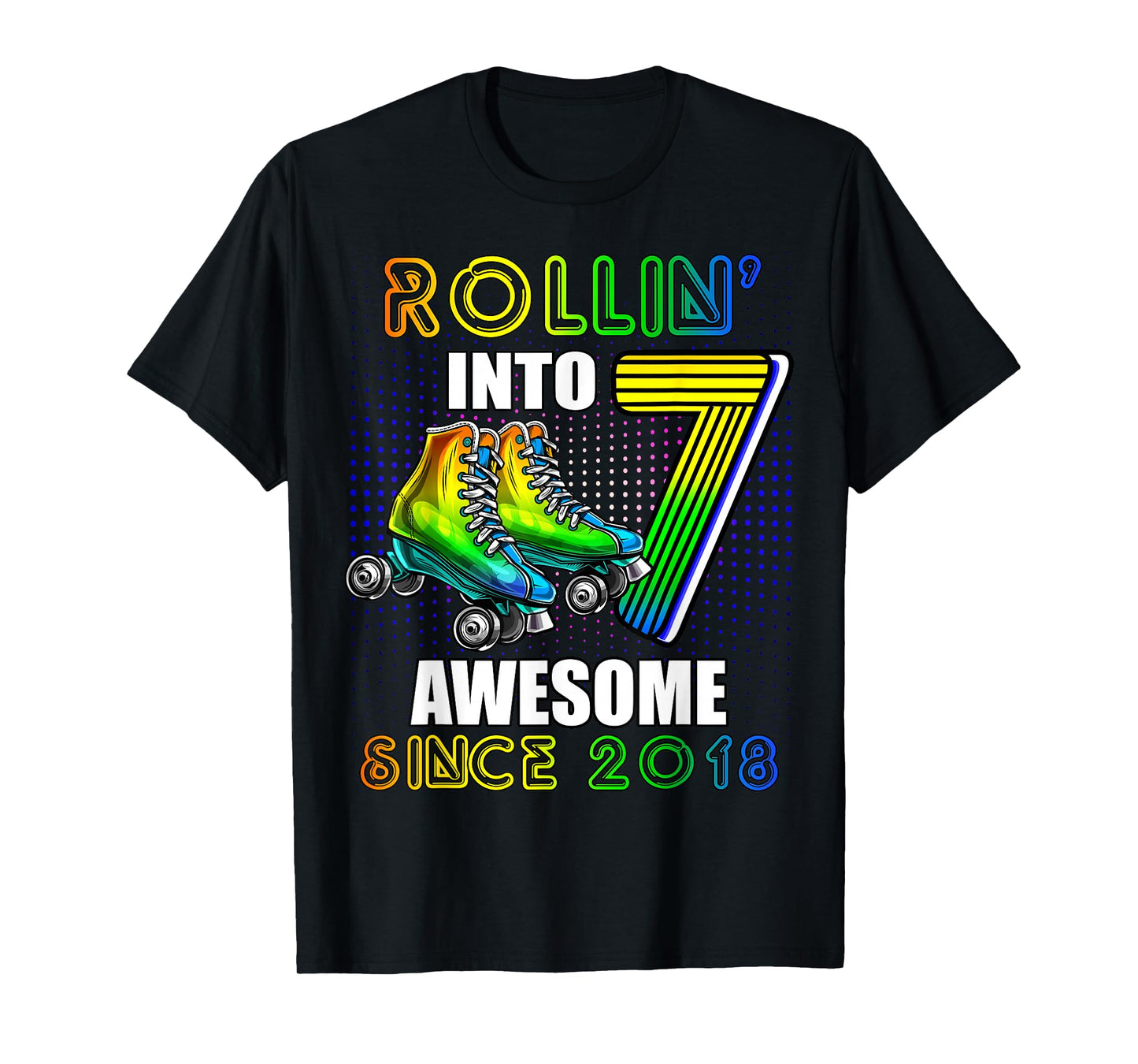 Birthday Roller Skating 7th Girls Rollin into 7 Skate Party T-Shirt