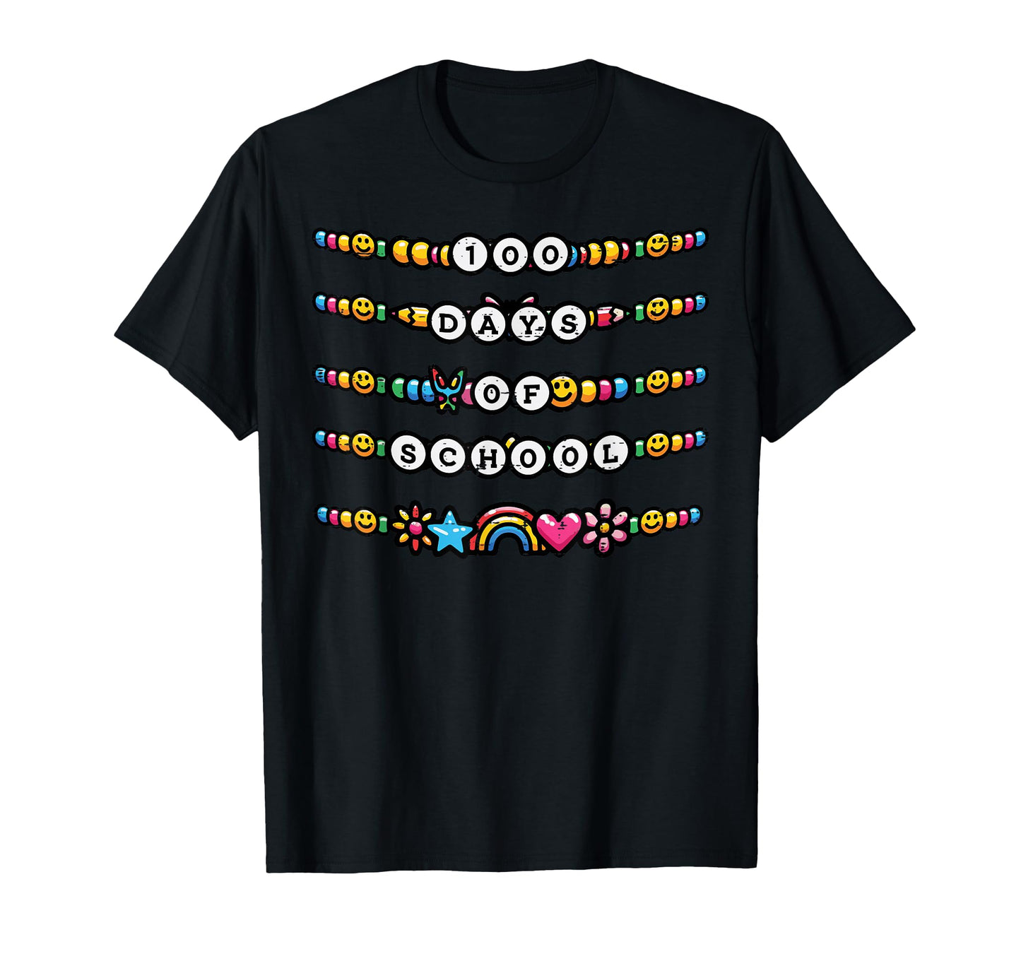 100 Days of School Beads Bracelet 100th Day Girls Kids Women T-Shirt