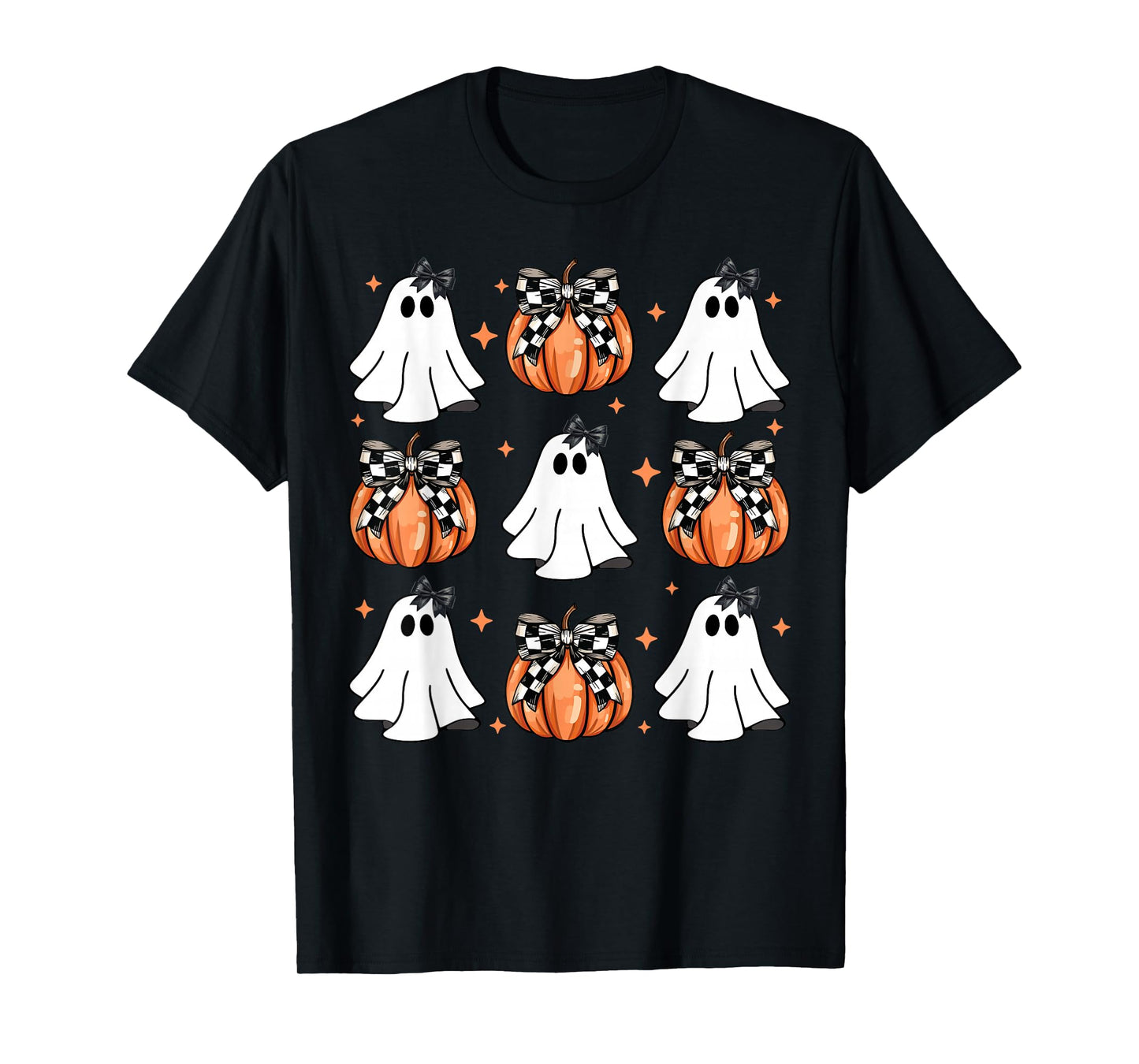 Coquette Bow Pumpkin Ghost Halloween Girly Ghost Women Girl T-Shirt