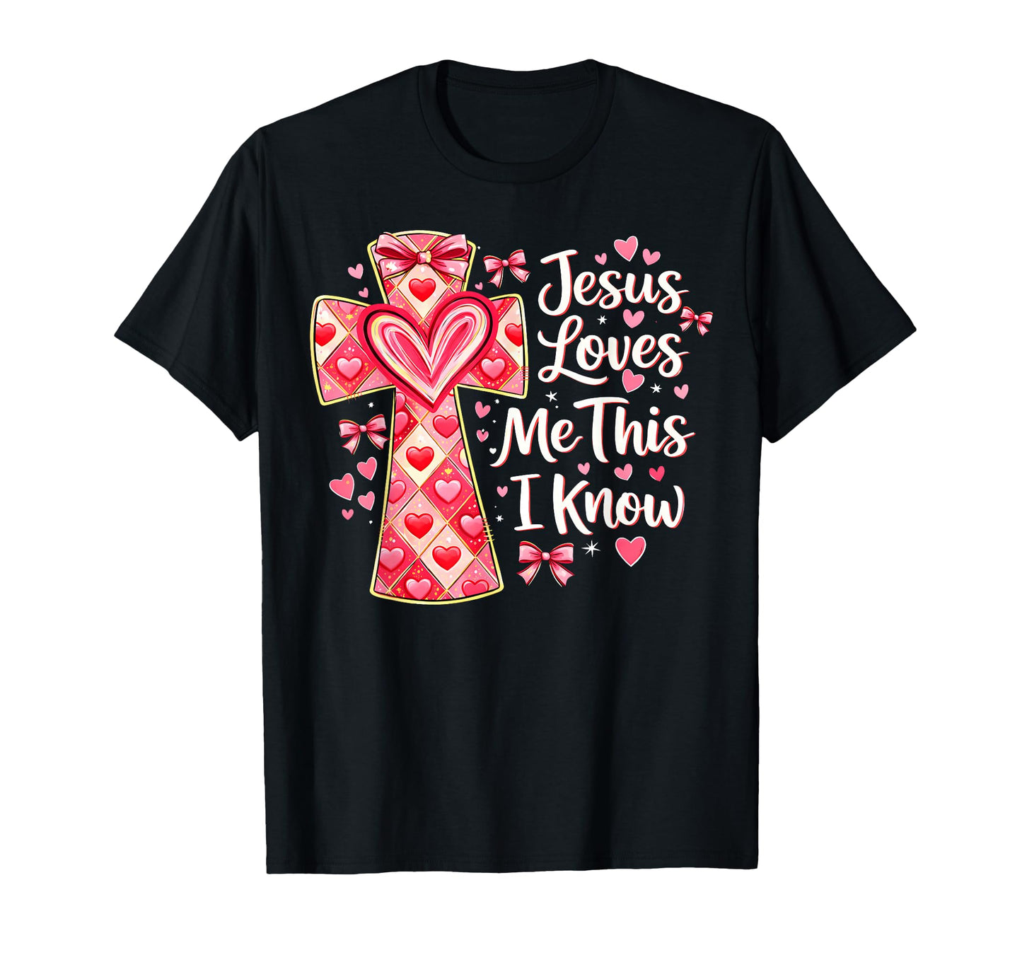 Christian Valentine Jesus Loves Me This I Know Cross Heart T-Shirt