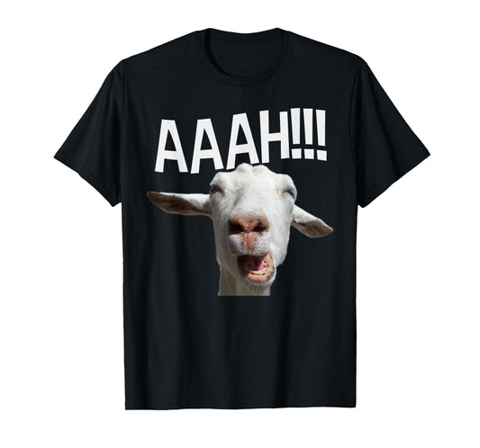 Halloween Screaming Goat AAAH!!! Funny Crazy Goat Print T-Shirt