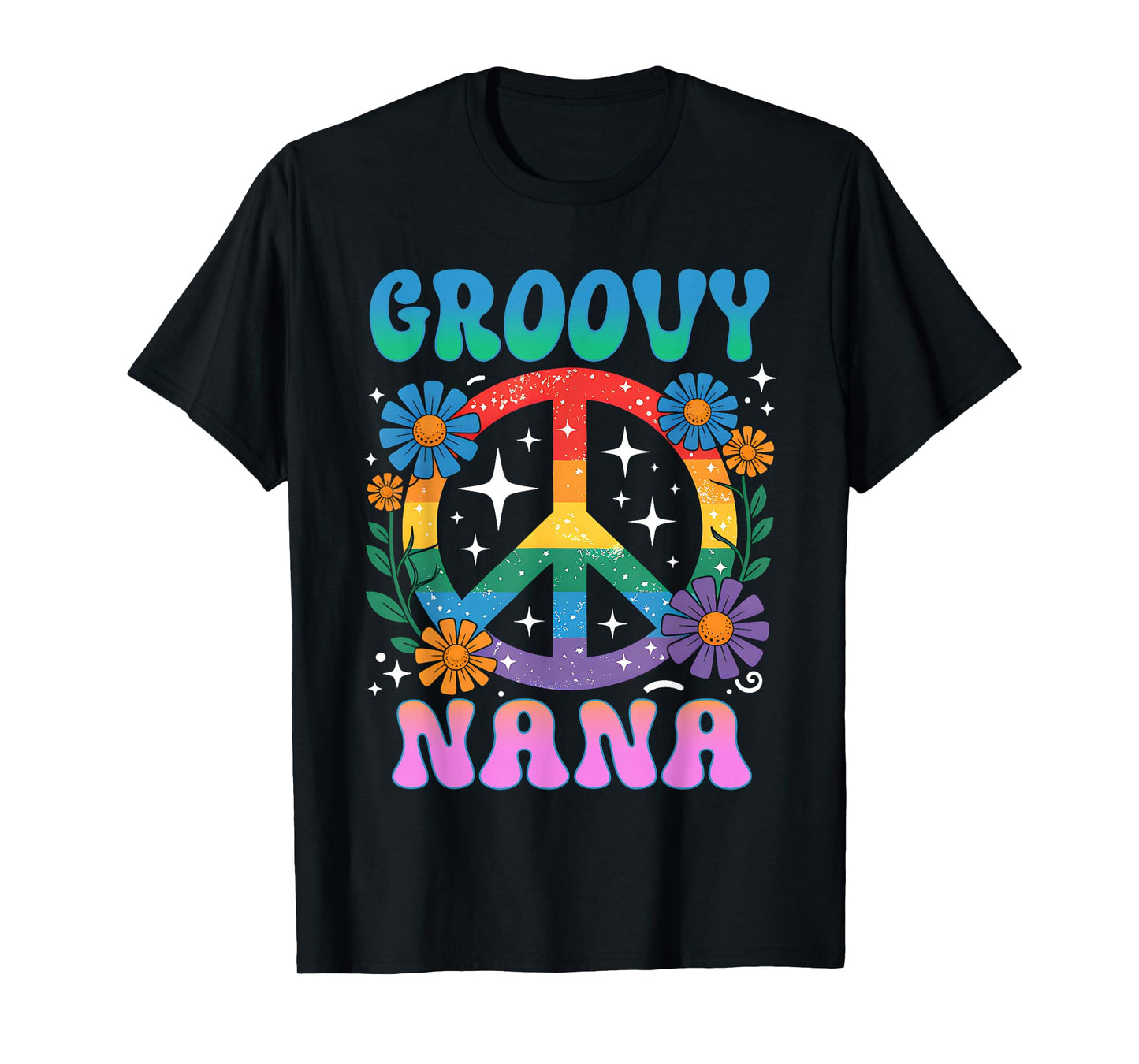 Groovy Nana Floral Hippie Funny Mother's Day Mom Women T-Shirt