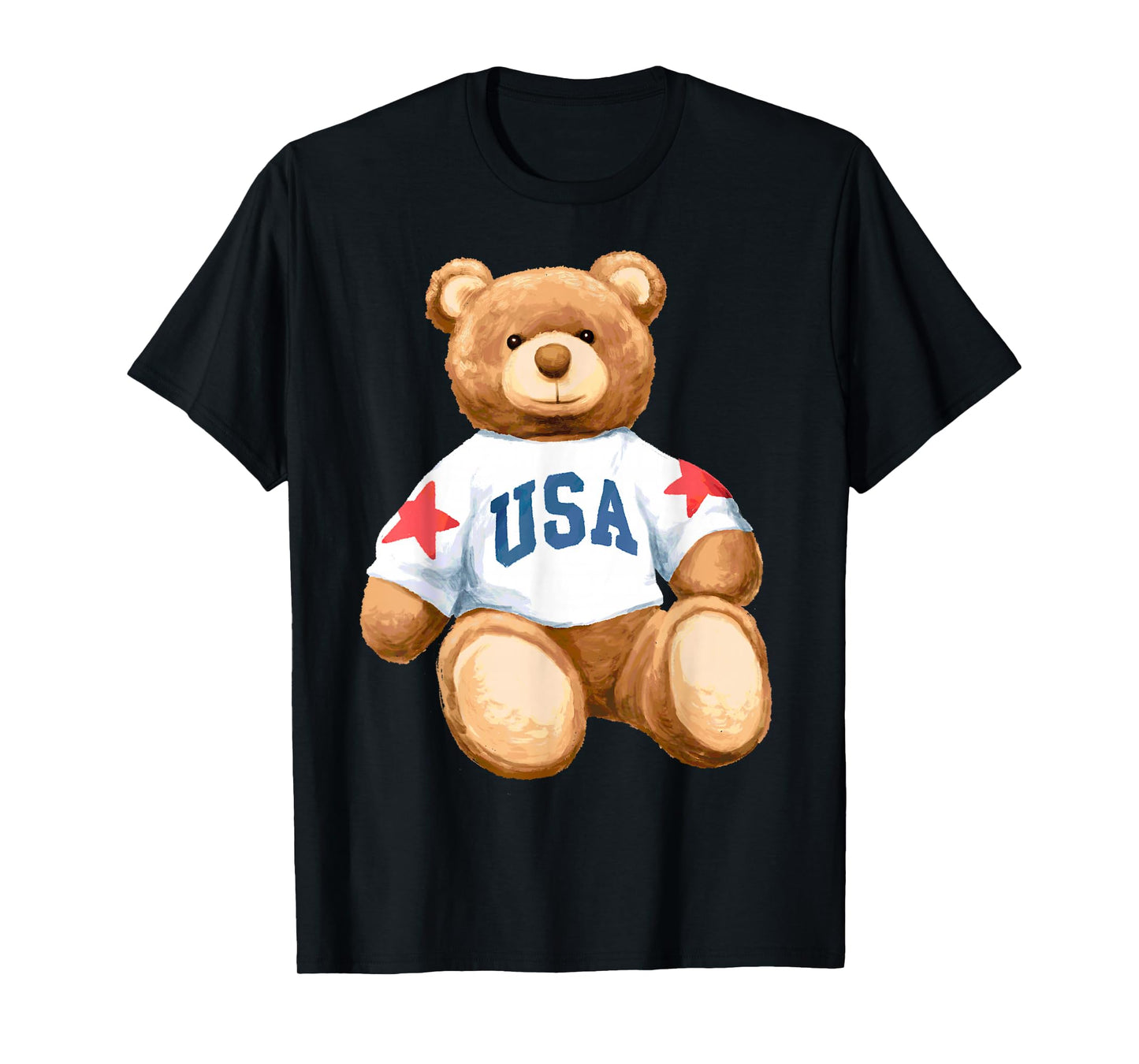 Trendy Apparel Teddy Bear with USA and Stars Sweatshirt T-Shirt