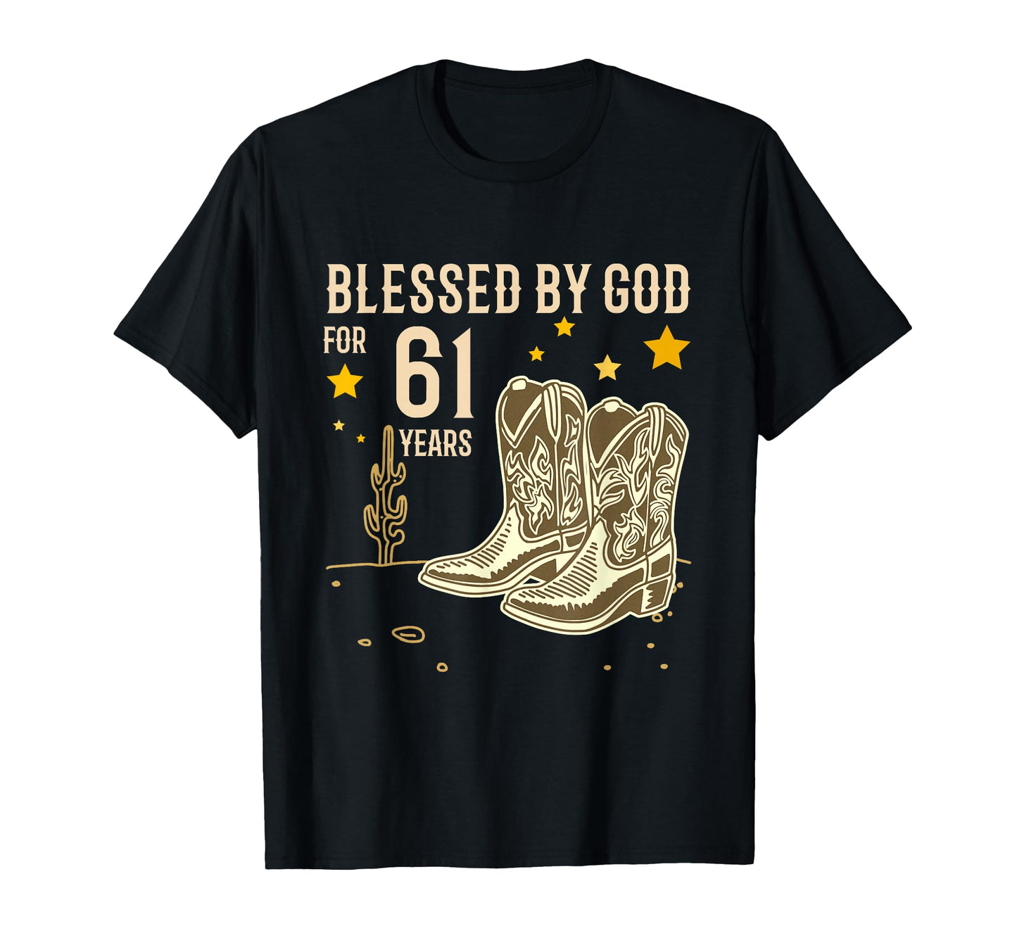 Vintage Blessed by God for 61 Years Cowboy 61st Birthday Men T-Shirt