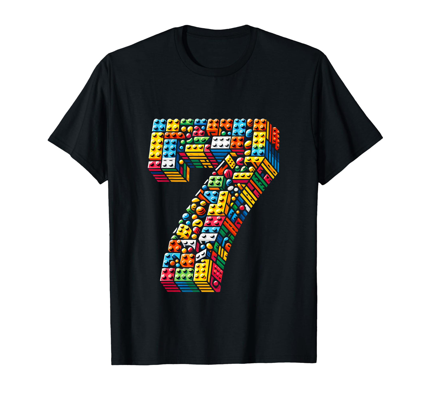 Kids 7 Year Old Blocks Building Master Builder 7th Birthday Boy T-Shirt
