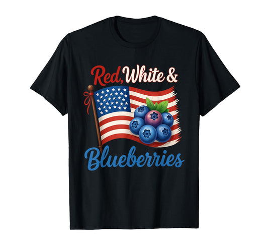 Red White Blueberries Funny Patriotic USA Flag Vintage T-Shirt