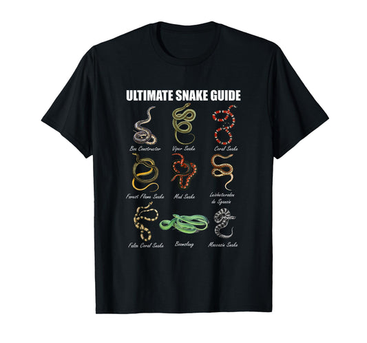 Snakes Educational Ultimate Snake Guide Reptile Lover T-Shirt