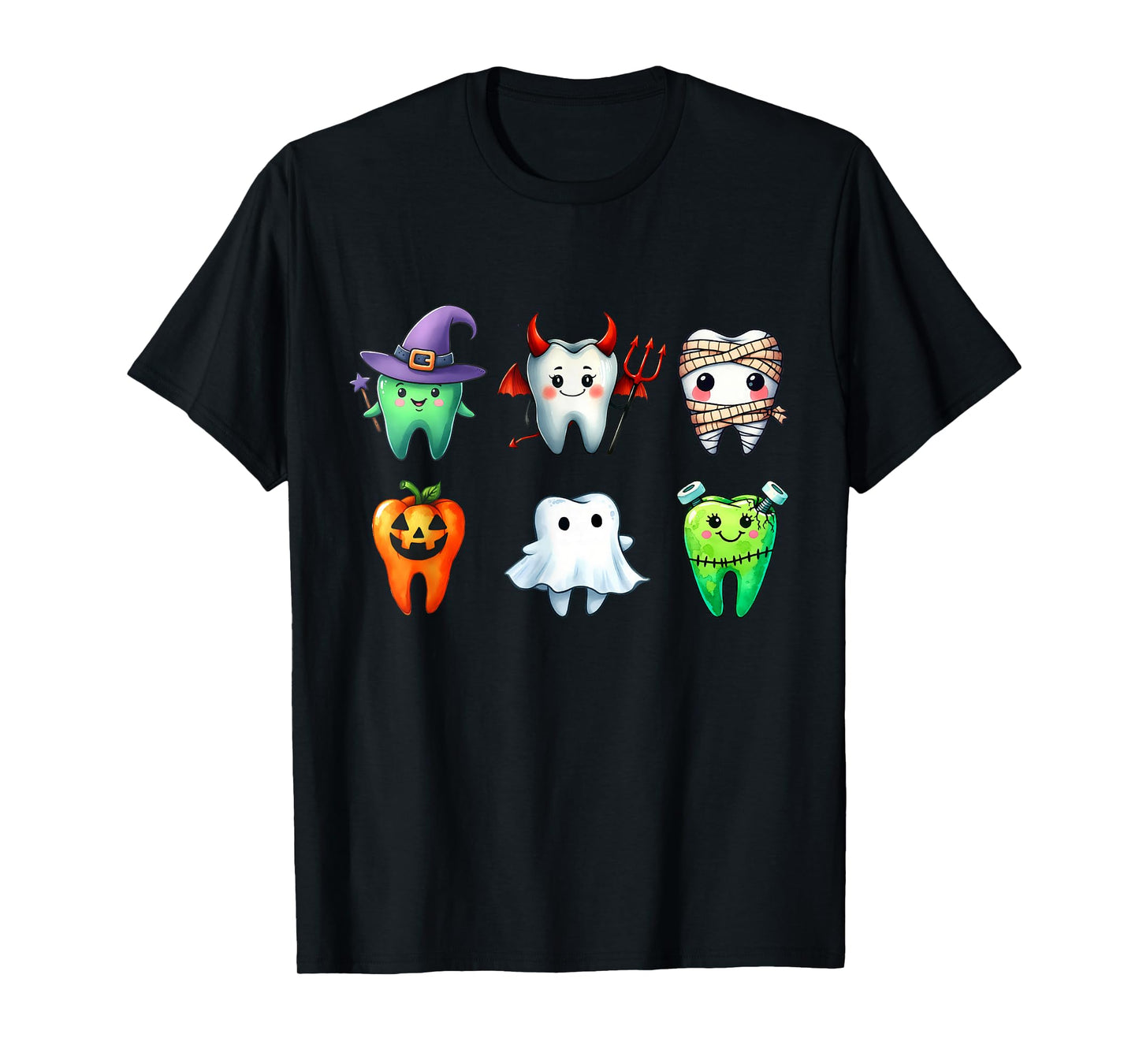 Teeth Ghost Pumpkin Witch Cute Dental Halloween Dentist T-Shirt