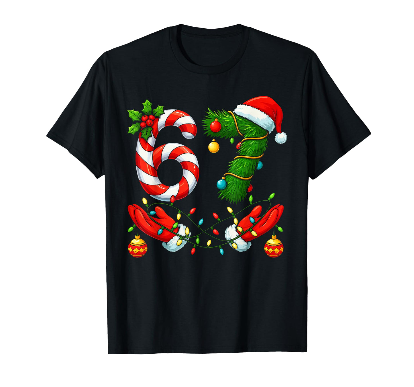 67 Christmas 6 7 Meme Pajamas Holiday Gen Alpha Slang T-Shirt