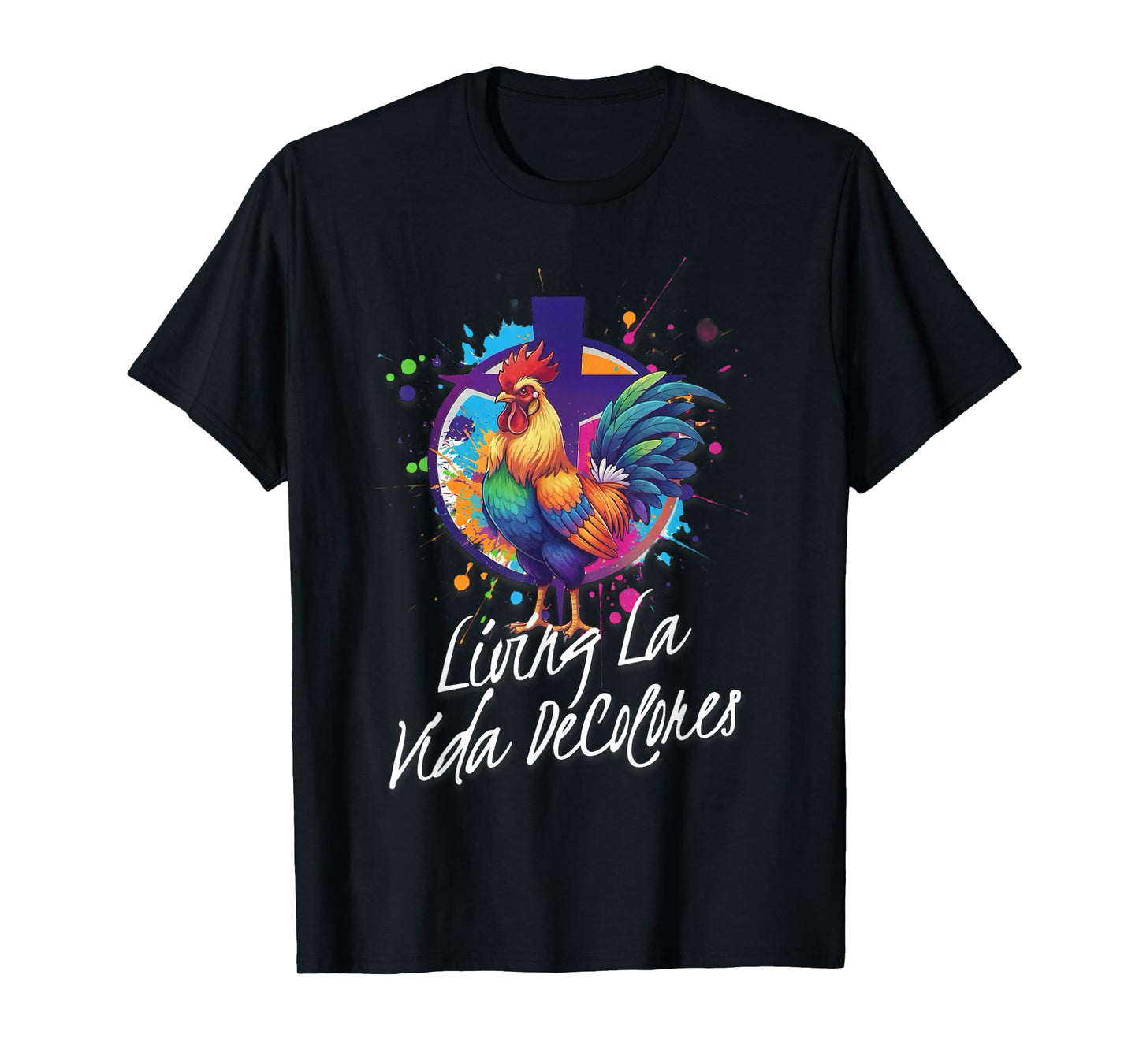 DeColores Cursillo Rainbow Rooster Catholic T-Shirt