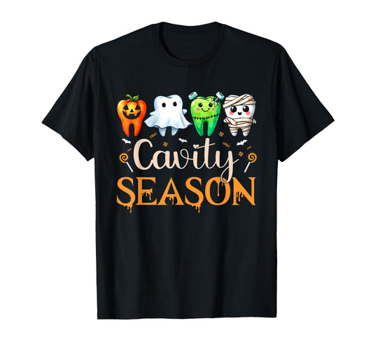 Cavity Season Ghosts Halloween Dental Hygienist Or Assistant T-Shirt
