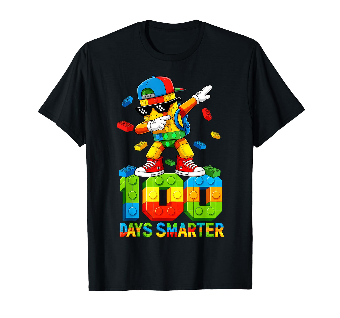 Dab Blocks Bricks Building 100 Days of School Smarter Boys T-Shirt