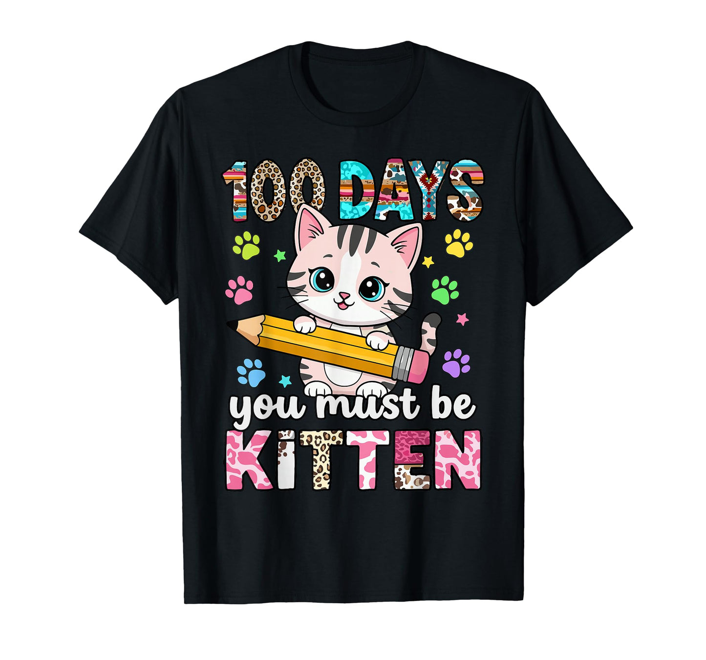 Cute 100 Days of School Cat for Girls T-Shirt