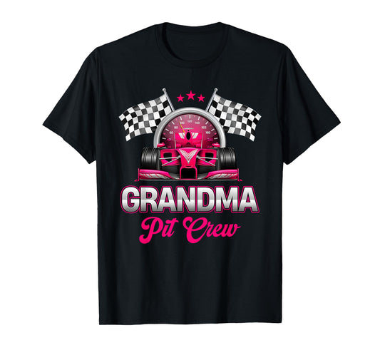Grandma Pit Crew Race Car Birthday Girl Party Racing Family T-Shirt