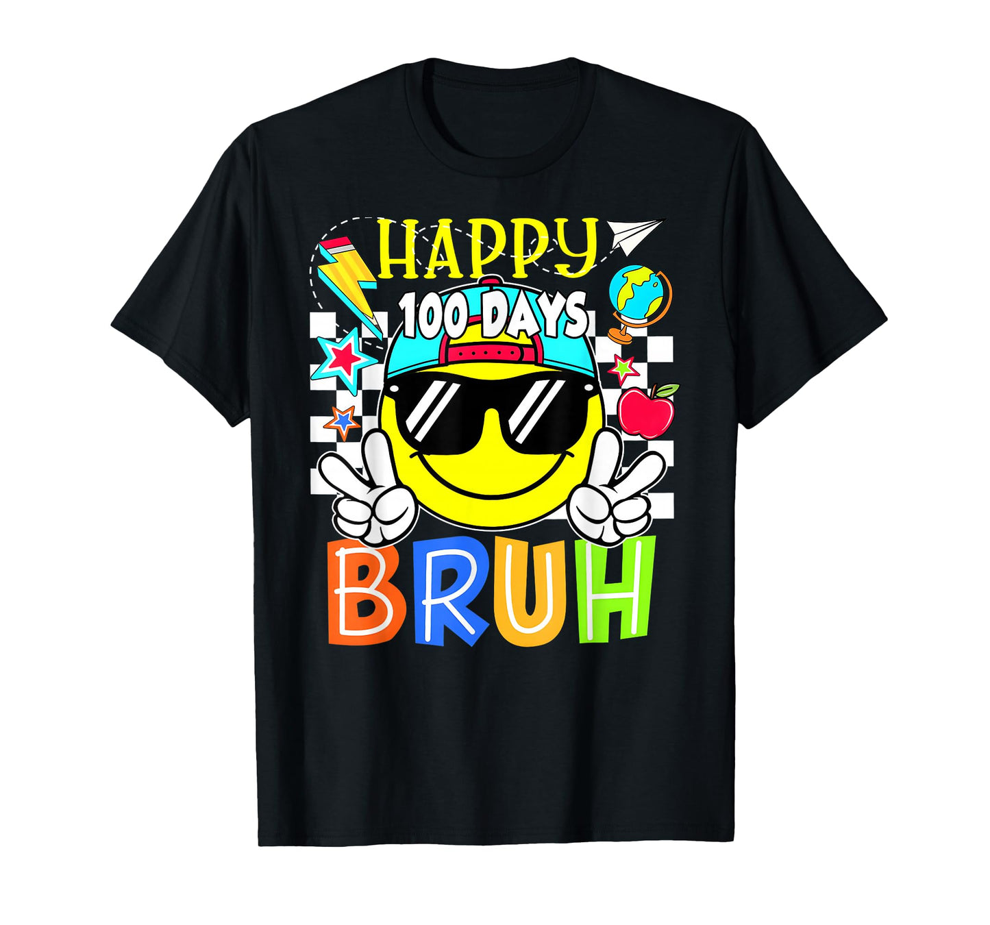 Funny 100 Days of School 100th Day Smile Groovy Face Kids T-Shirt