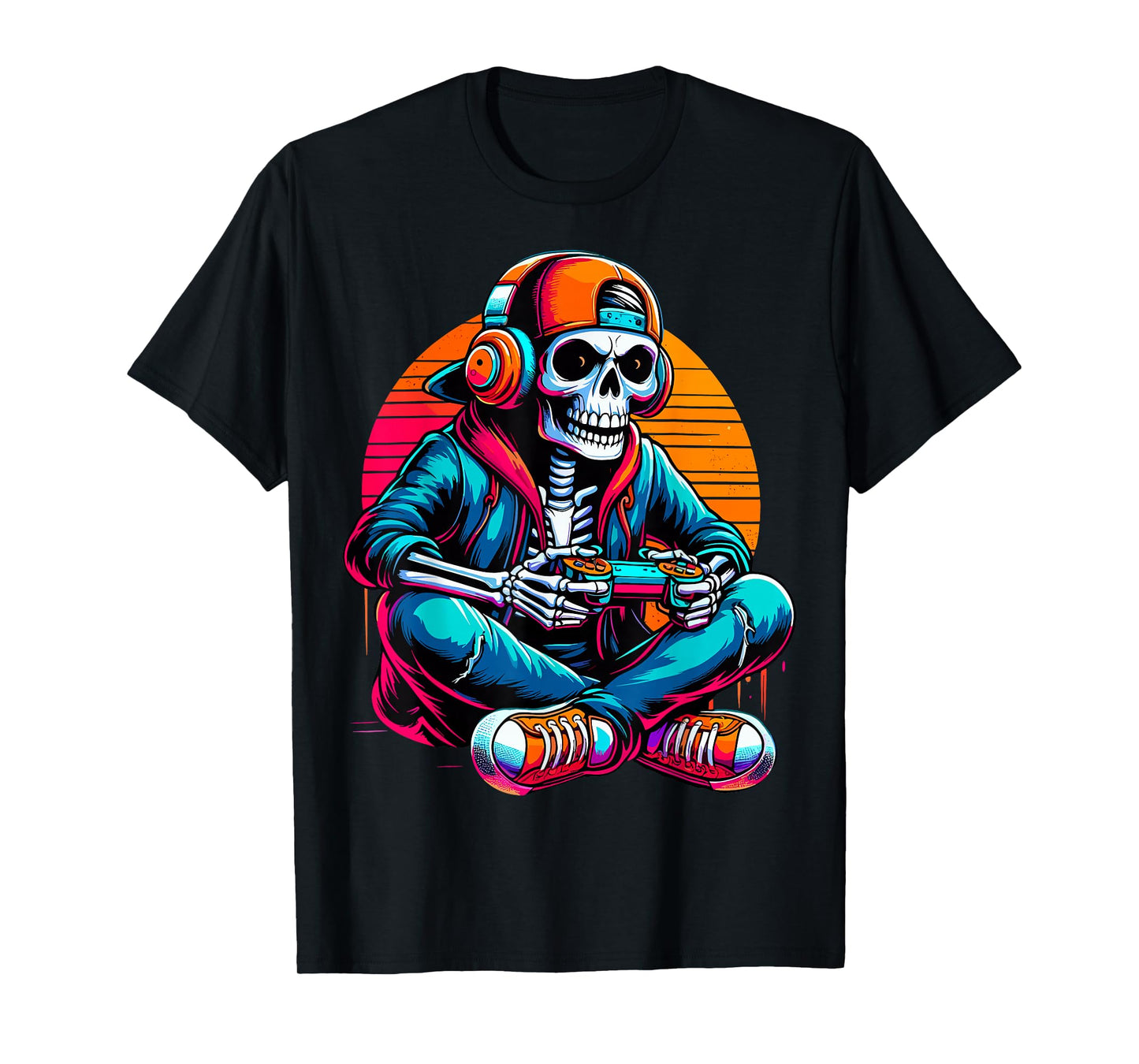 Halloween Skeleton Gamer Video Gaming T-Shirt