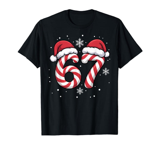 Viral 67 Candy Canes Santa Holiday Kids Humor Funny T-Shirt