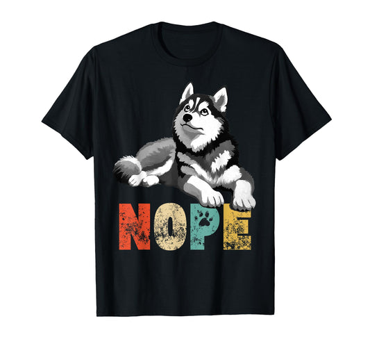 Vintage Nope Not Today Funny Lazy Siberian Husky Dog Owner T-Shirt for Men Women Kids