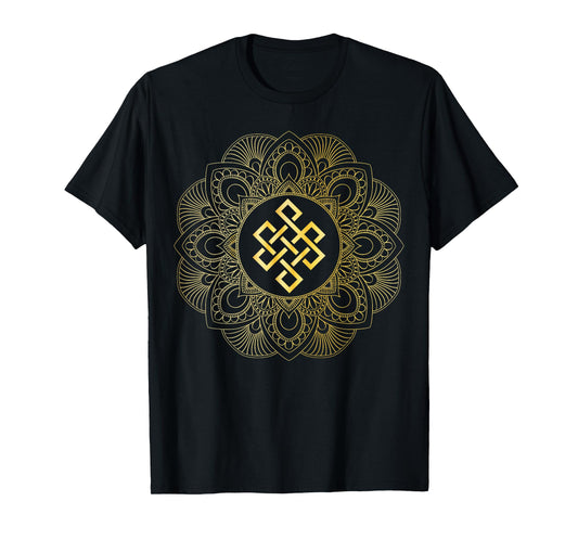 Tibetan Endless Knot Mandala Lotus Flower T-Shirt