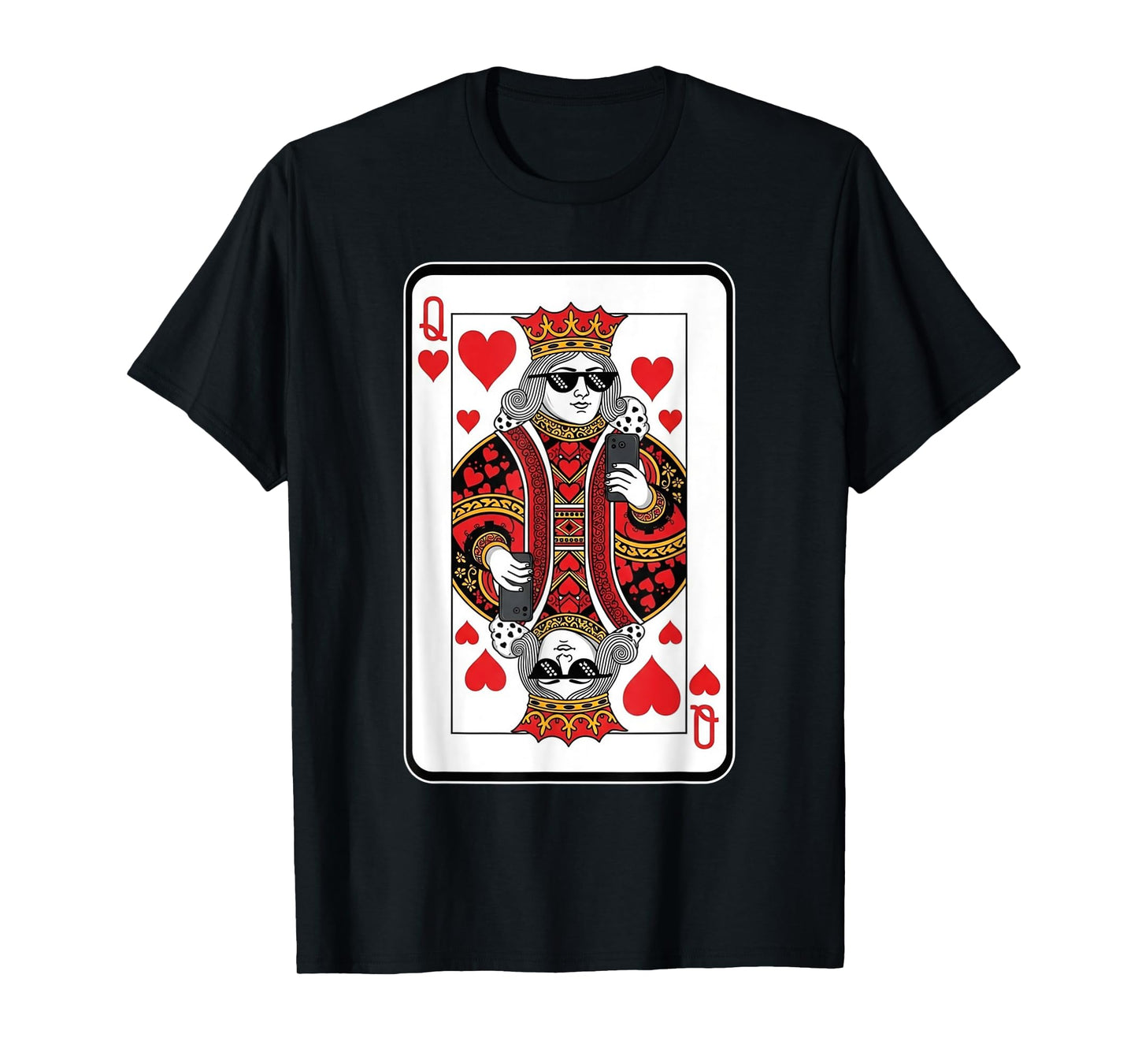 Classic Black Queen of Hearts Playing Card Poker Queen T-Shirt