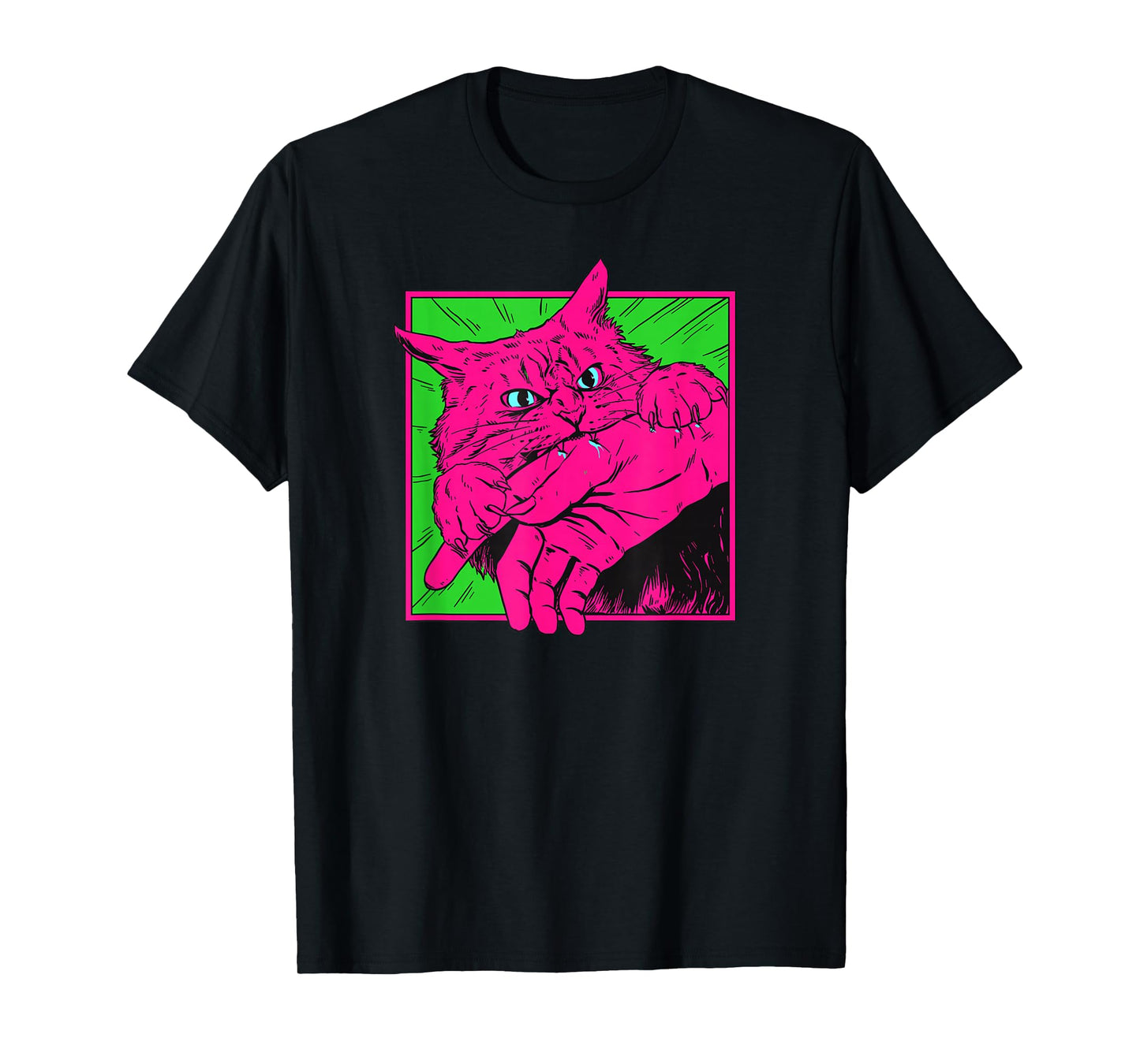 Japanese Cat Bite Anime Manga Meme Tokyo Harajuku Style Art T-Shirt