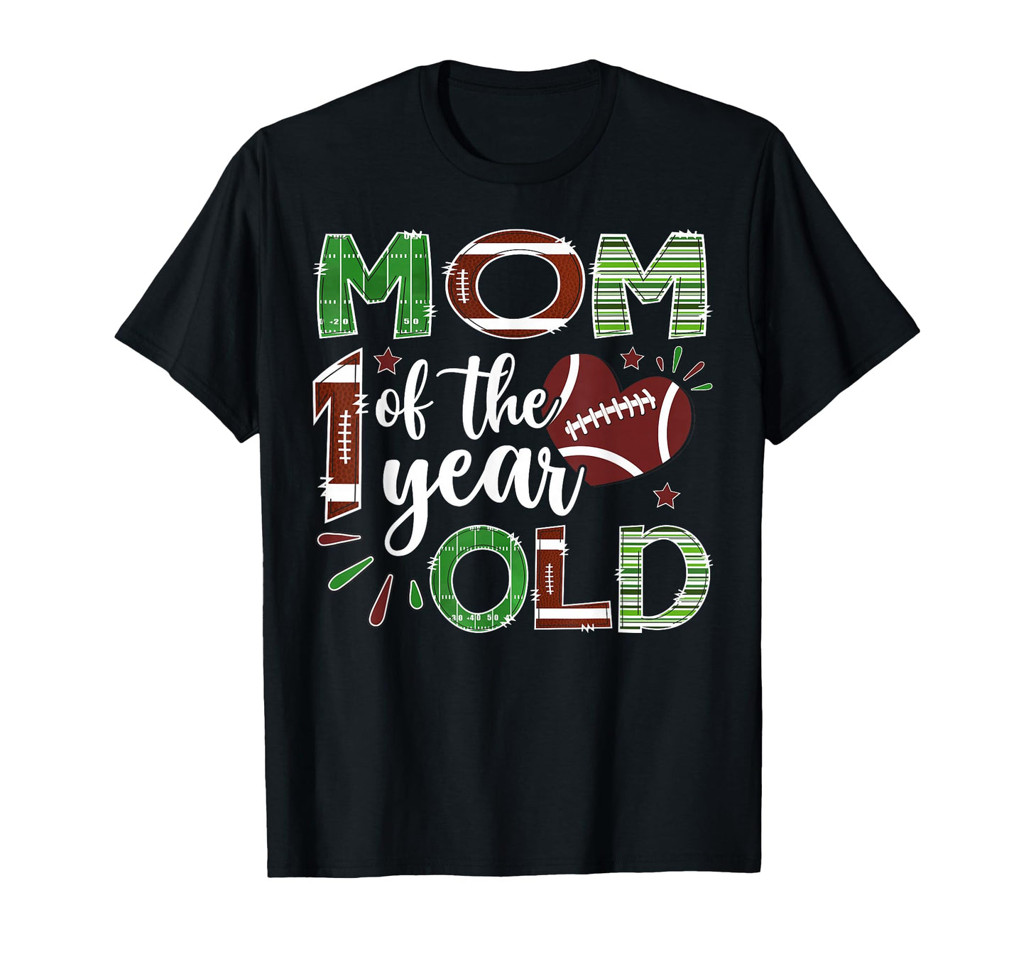Mom of The 1 Year Old Football First Birthday Boy Matching T-Shirt