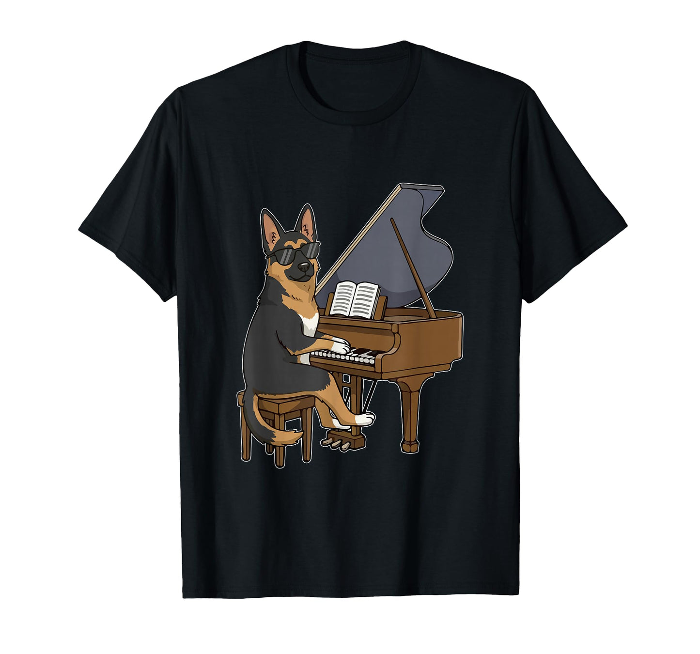 German Shepherd Playing Piano Instrumentalist Funny Owner T-Shirt