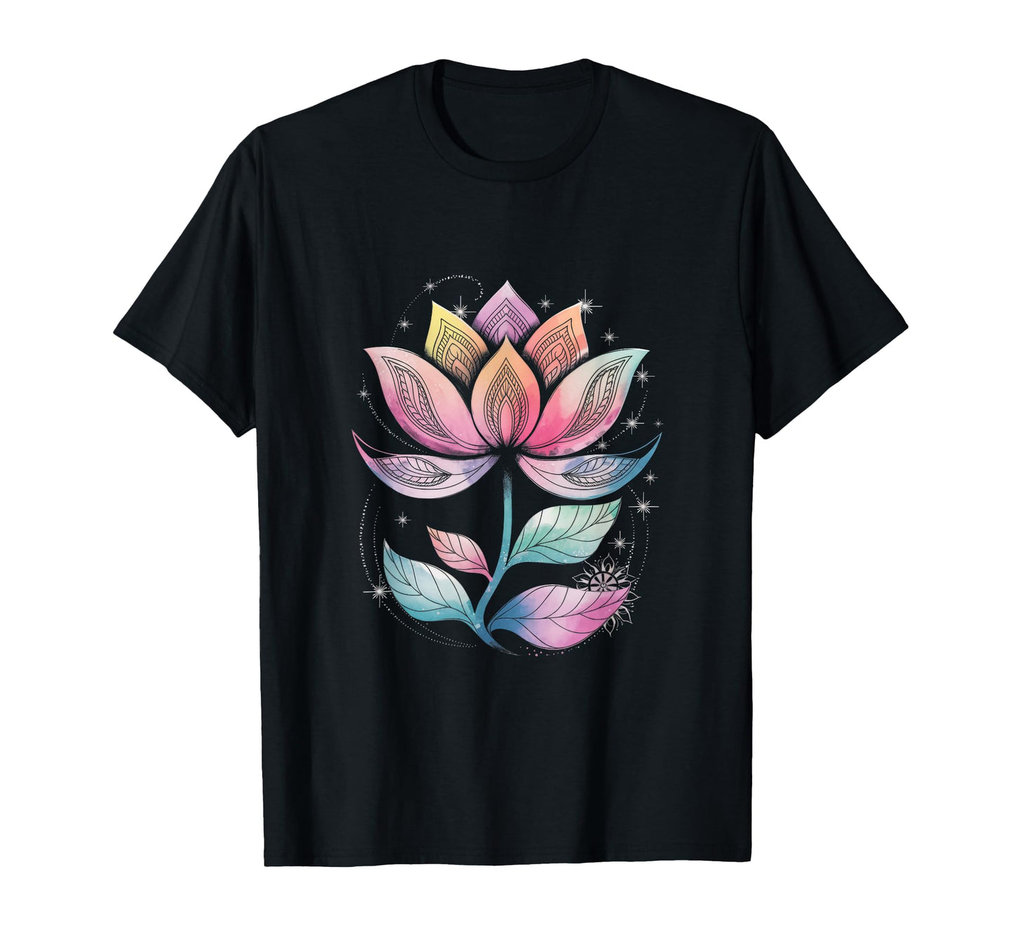 Bohemian Rainbow Lotus Flower Yoga Lotus flower T-Shirt