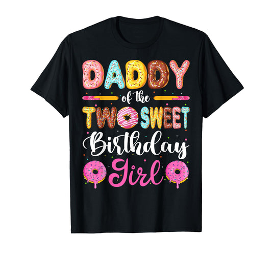 Daddy Of The Two Sweet Birthday Girl Donut 2nd Birthday T-Shirt