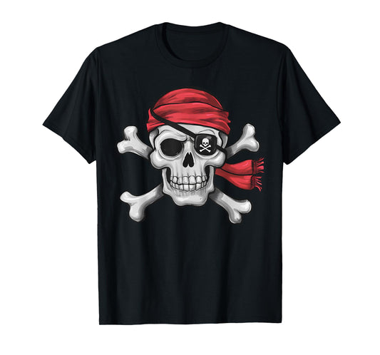Pirate Skull Crossbones Halloween Costume Men Boy Kids T-Shirt