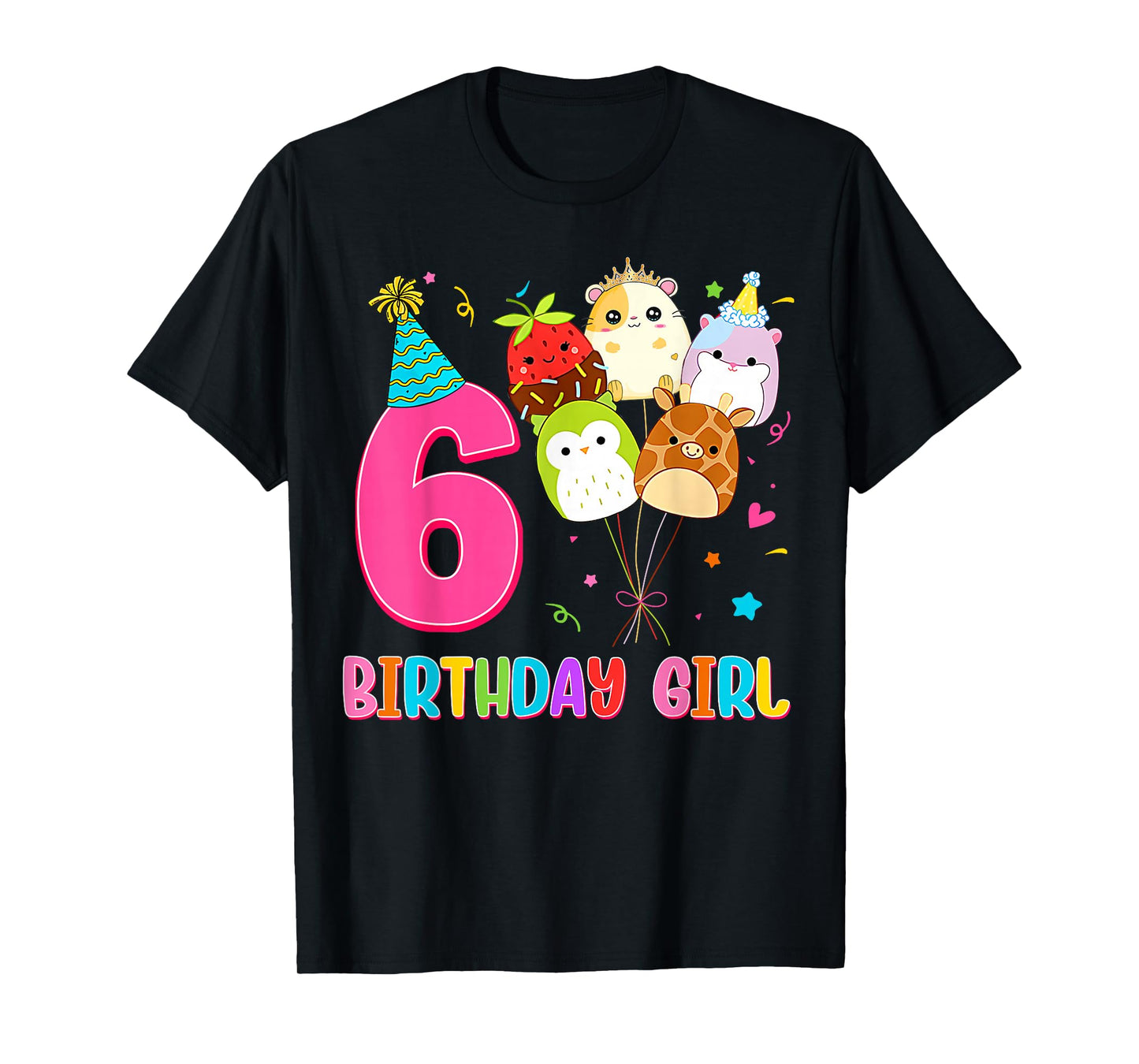 Birthday Girl Squish Squad 6 Years Old Cute 6th Birthday T-Shirt
