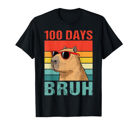 100 Days Bruh Capybara 100 Days of School for Boys Kids T-Shirt