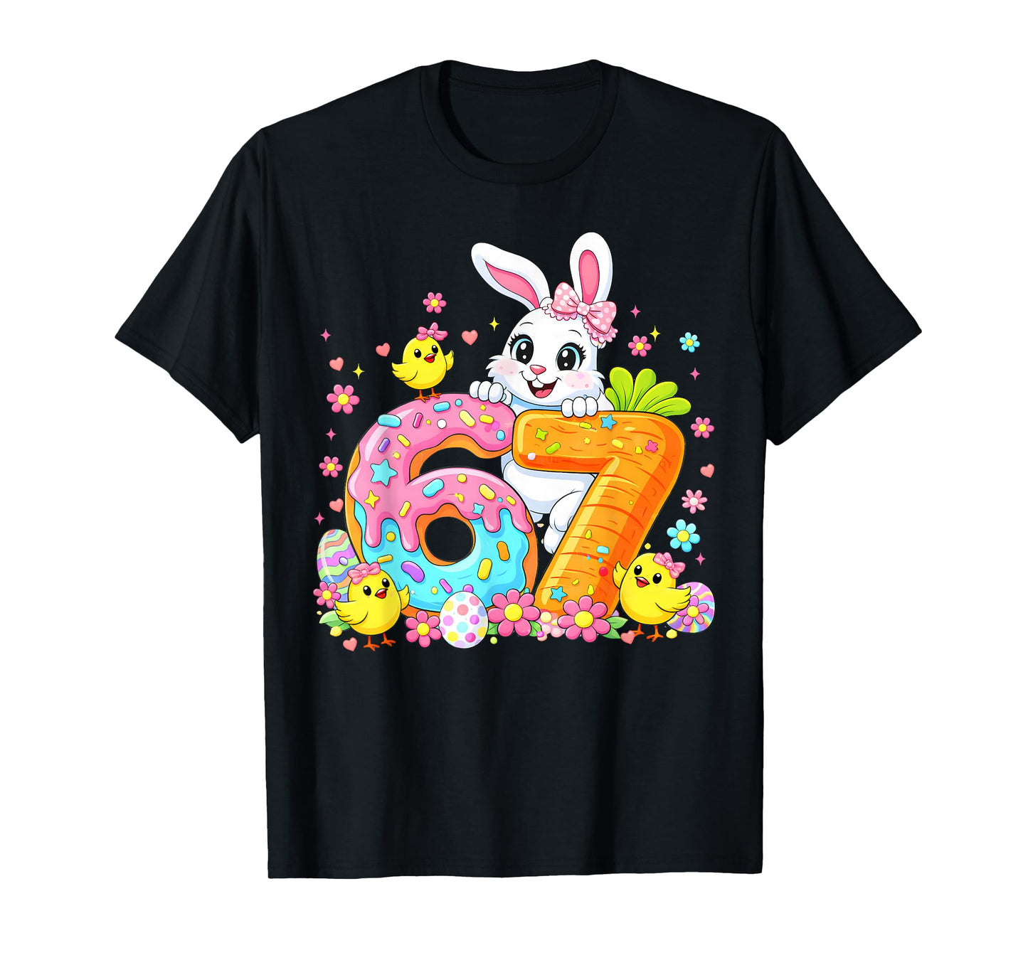 Cute Rabbit Bunny Ice Cream Floral Easter Women Girl Toddler T-Shirt