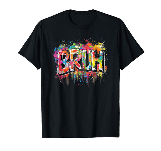 Boys Bruh Meme Funny Saying Teens Graffiti Aesthetic Kids T-Shirt