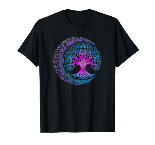 Tree of Life Cresent Moon Phases Mandala Yoga Gift T-Shirt