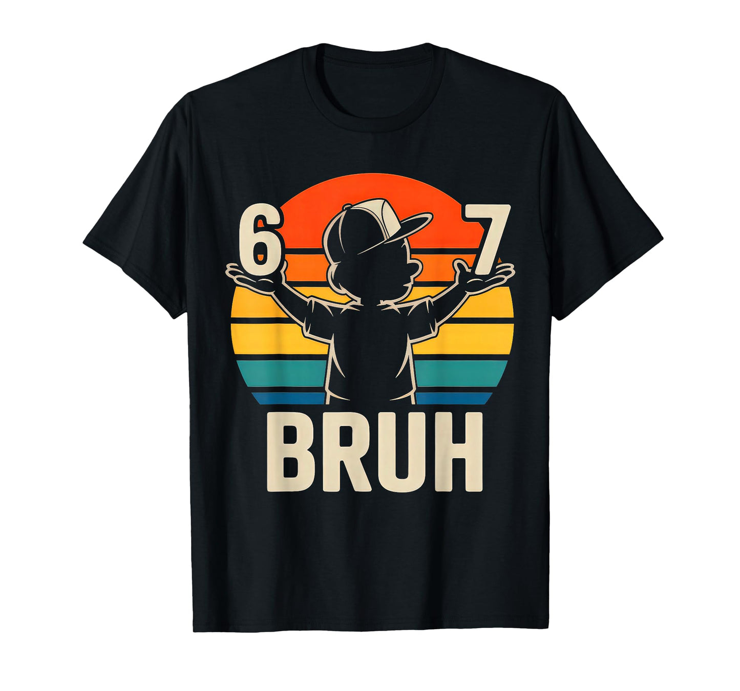 67 Bruh Retro Boy 6 7 Meme Kids Kindergarten T-Shirt
