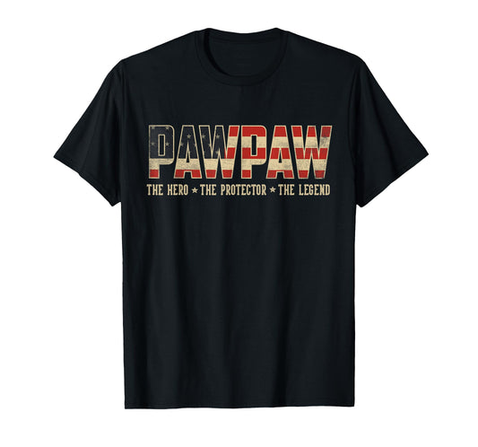 Pawpaw Protector Hero Legend USA Flag Pawpaw Father's Day T-Shirt
