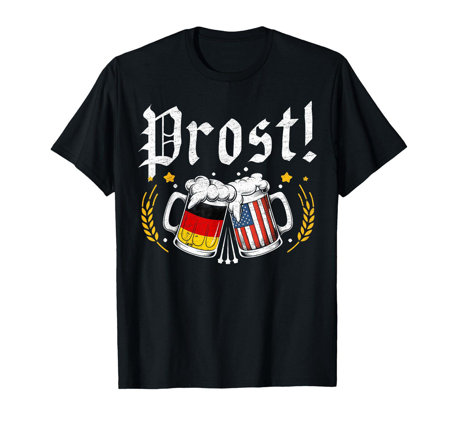 Oktoberfest Drinking Men Women Vintage German USA Flag Prost T-Shirt