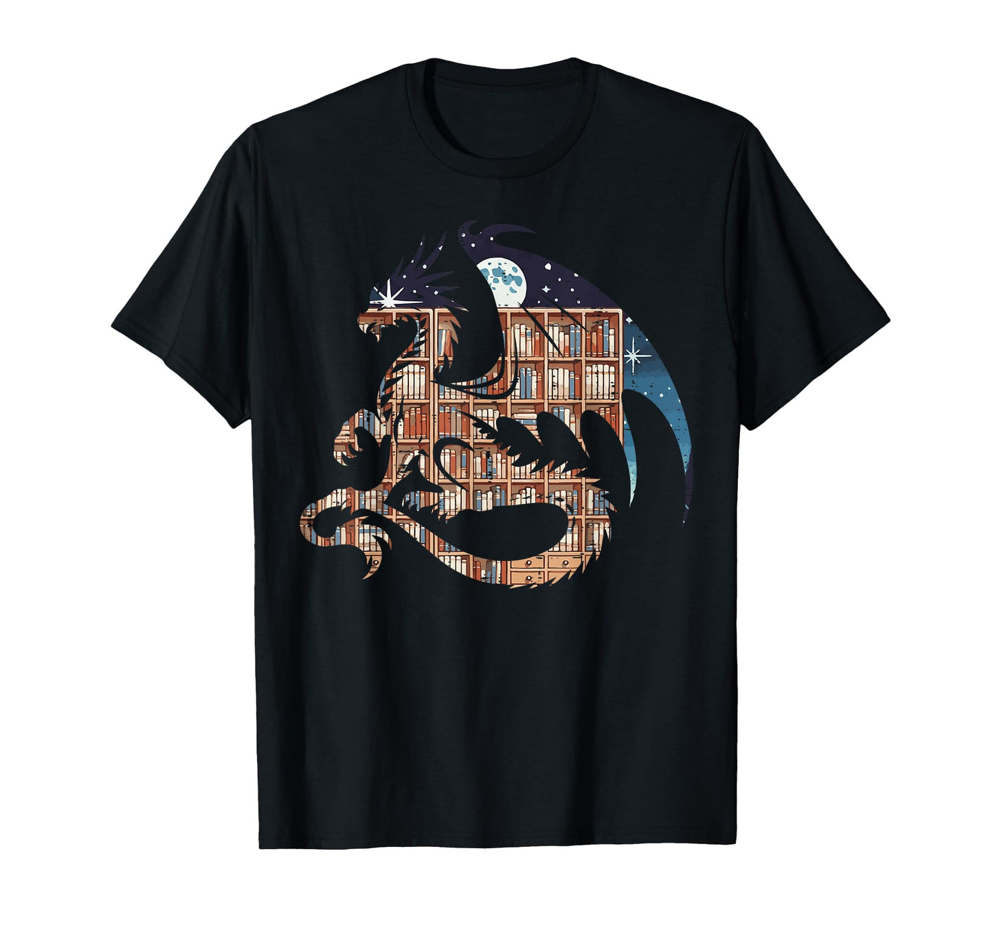 Dragon Silhouette Books Librarian Bookworm Women Men Kids T-Shirt