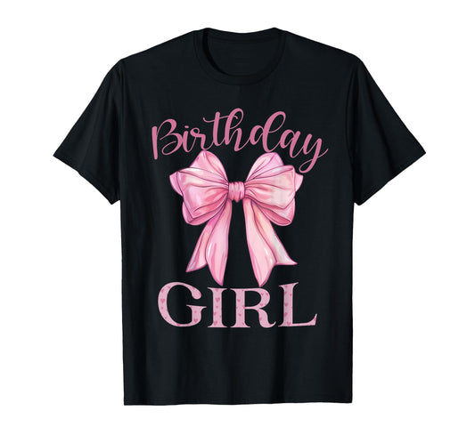 Birthday Girl Shirt Coquette Bow Birthday Party T-Shirt
