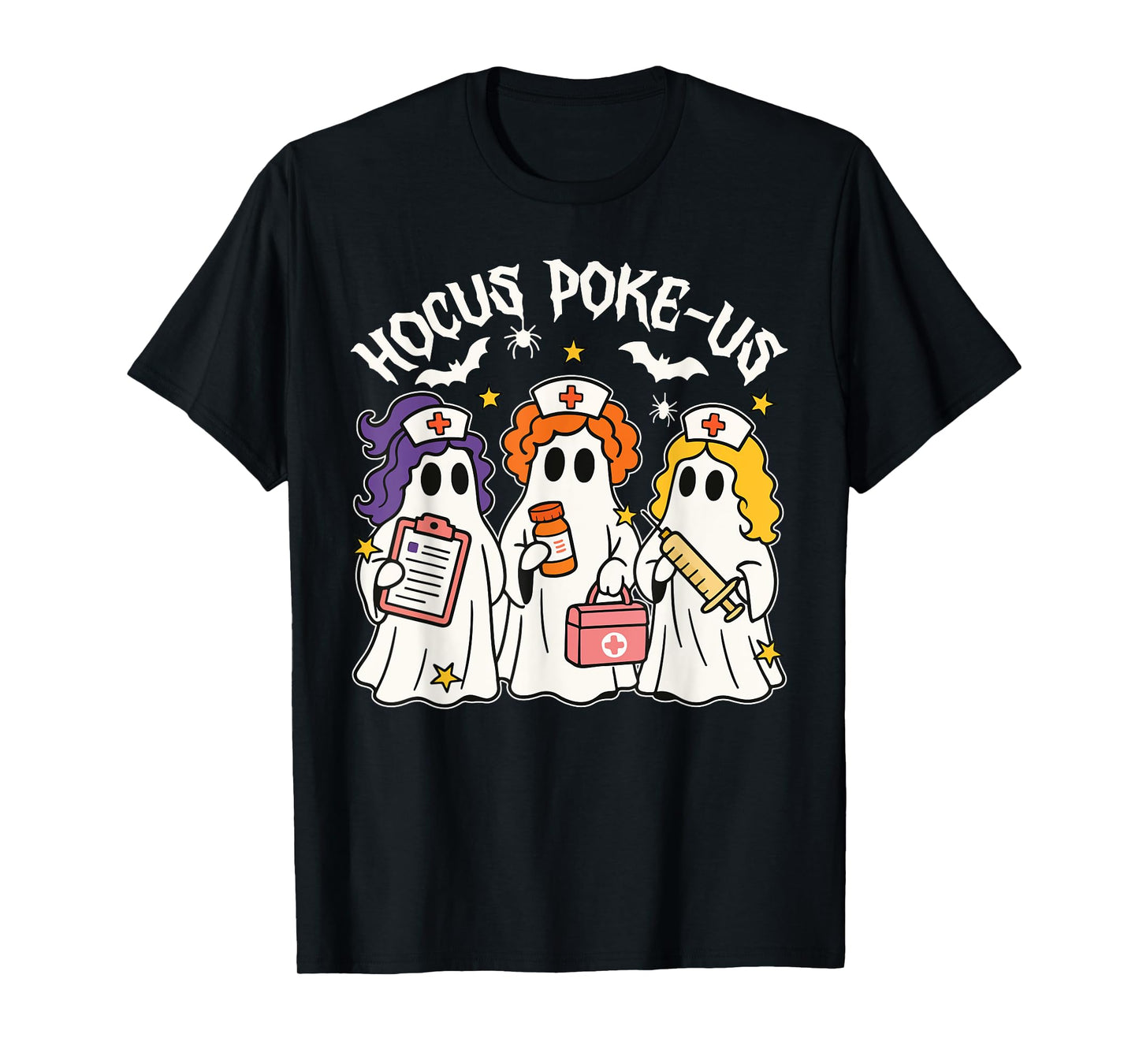 Hocus Poke-us Witch Nurse Halloween Medical Lab Tech Spooky T-Shirt